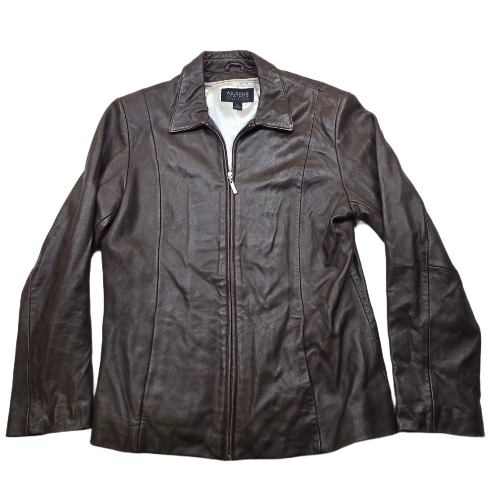 Wilsons‎ Pelle Studio Leather Jacket Womens Large Brown Zip Front